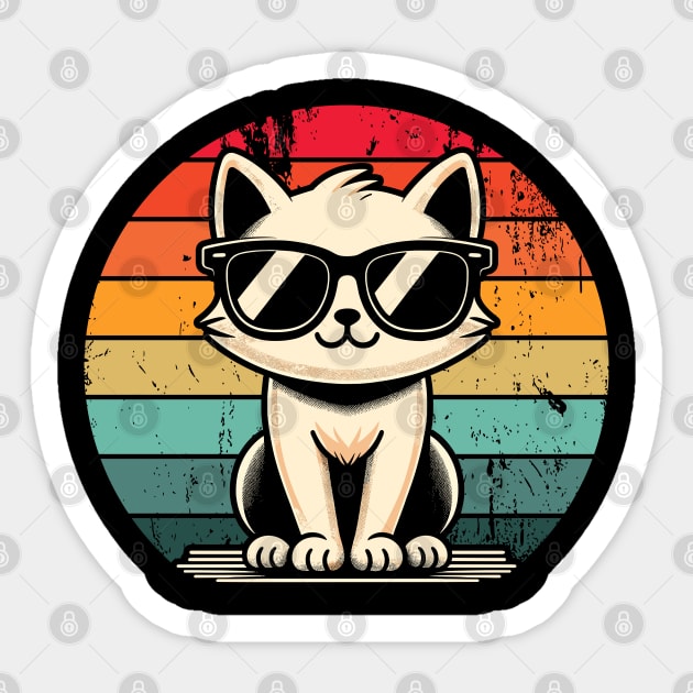 Retro Cat in Sunglasses Novelty Funny Cat Sticker by KsuAnn